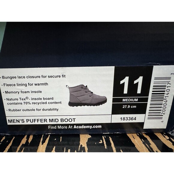 Magellan Puffer Mid Boots Mens 11D Gray Insulated Winter Boots New main image 5